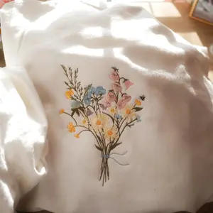 Embroidered Pastel Floral Bouquet Sweatshirt or T Shirt