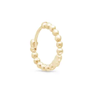 Bubble Beaded Hoop Earring in Solid 14k Yellow Gold