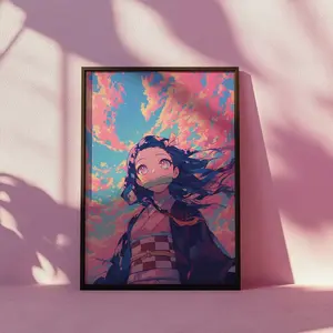 Nezuko Kamado Anime Print Demon Slayer Poster Kawaii Wall Decor Japanese Manga Art Aesthetic Room Decor Unique Otaku Gift Idea
