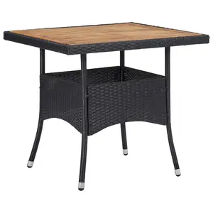vidaXL Outdoor Dining Table, Patio Table with Storage, Outdoor Table, Garden Furniture for Porch Deck Lawn Backyard Balcony, Solid Acacia Wood PE Rattan 46171