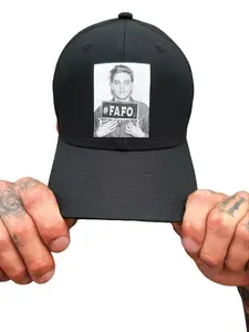 TheDriveClothing Elvis FAFO Flexfit Cotton Hat – Black Fitted Cap with Grey Print, Structured 6 Panel Mid Profile Stretch Fit Hat, Premium Streetwear Headwear