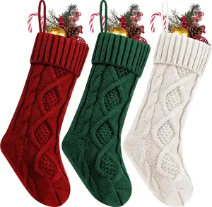 Christmas Stockings 18" Knitted Stocking Gifts & Decorations for Xmas tree gift Traditional Door Room Wall Ornaments Festive Charm