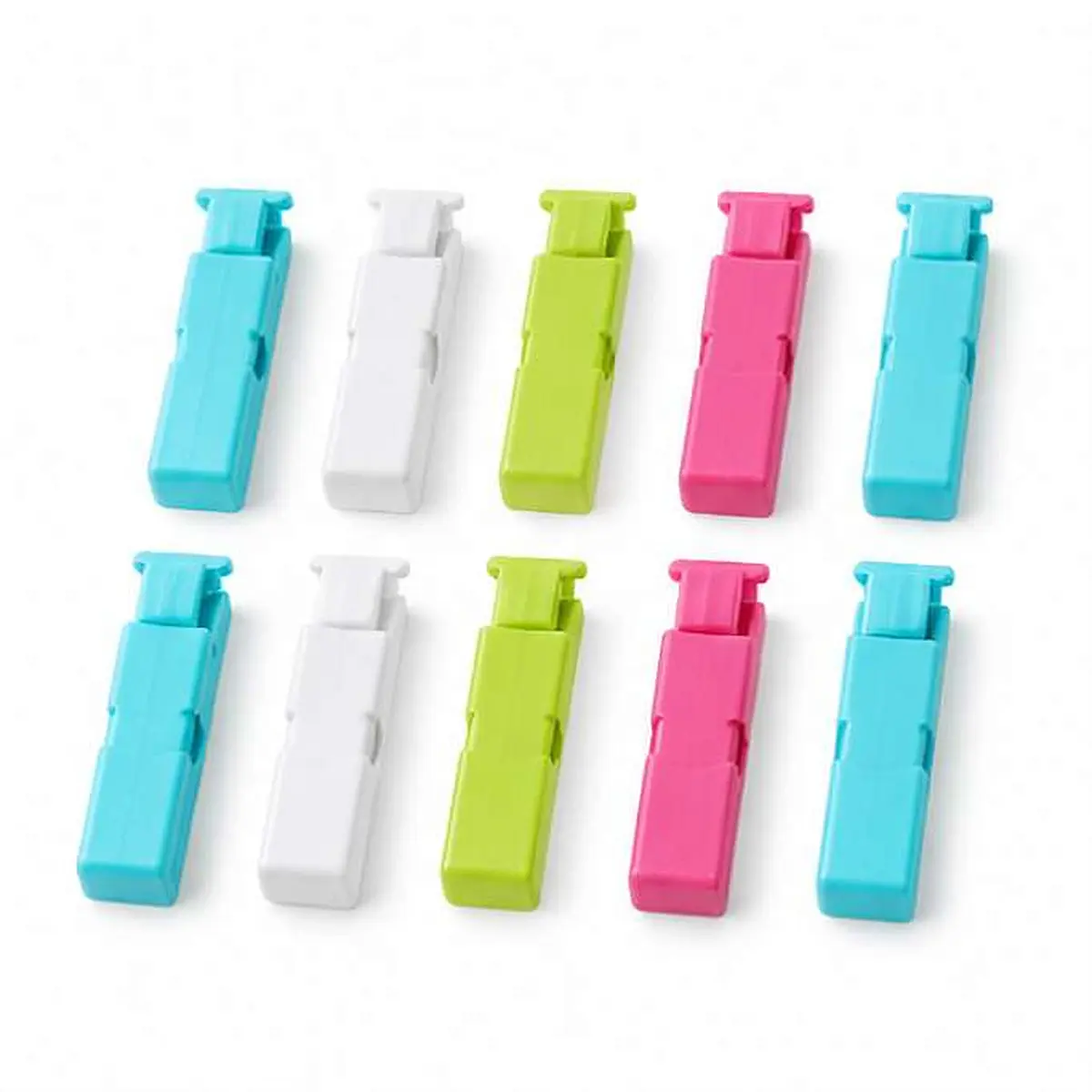 10 Pack Squeeze and Lock Bread Bag Clips, Reusable Food Bag Clips for Bread, Snacks and Produce