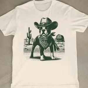 Stylish Boston Terrier Western shirt,funny dog cowboy shirt,Cowboy TShirt,cowboy dog shirt,cowgirl tee,Boston Terrier graphic tee,gift. MWJ