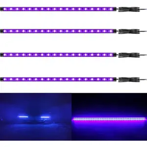 12V 5050 UV Black Light LED Strip Lights, IP67 Waterproof 4 Pcs 20'' Night Fishing UV Light for Marine Boat Pontoon Kayak Yacht Sailboat