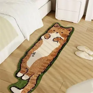 Rugs, 1.3' X 3.9' Small Cute Irregular Shaped Rug for Bedroom Bathroom Room, Funny Cartoon Pet Area Carpet  Rugs,  Decor  Shaped Pet and  Entryway Runner Rug (A Green )