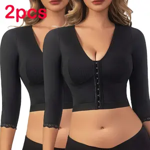 Women's Front Closure Bras Posture Full Coverage Plus Size Lace Underwire Unlined Bra Body Shaper