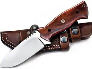 Fivtan Horizontal Carry Knife, Bushcraft Knife, Scout Carry Knives with Sheath, Hunting Knives with Wooden Handle, Fixed Blade Tracker Knives