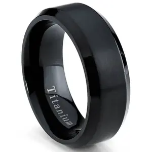 Black Titanium Ring Men's Brushed Wedding Band, Comfort Fit, 8mm Sizes 7 to 15Gift