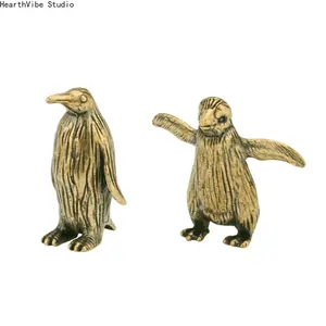 Small Penguin Brass Ornament, Cute Youngsters's Tea Pet Decoration, Copper Carving Handle Craft for Christmas,halloween decorations,fall home decor Collectible Figurines