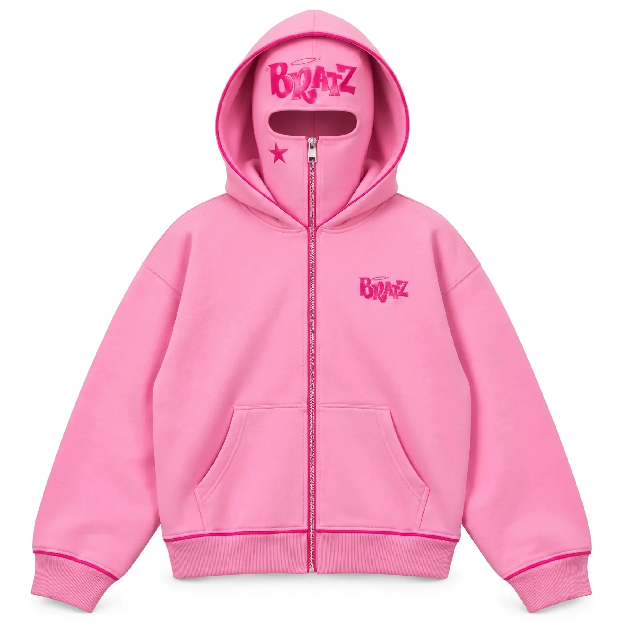 Full Zip Face Mask Bratz Hoodie Trendy Y2K Oversized Balaclava Streetwear Jacket