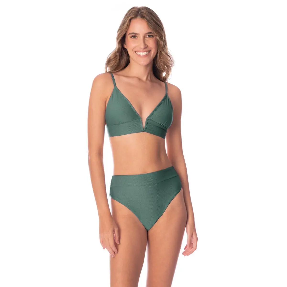 Maaji Eucalyptus Green Parade Long Line Triangle Bikini Top