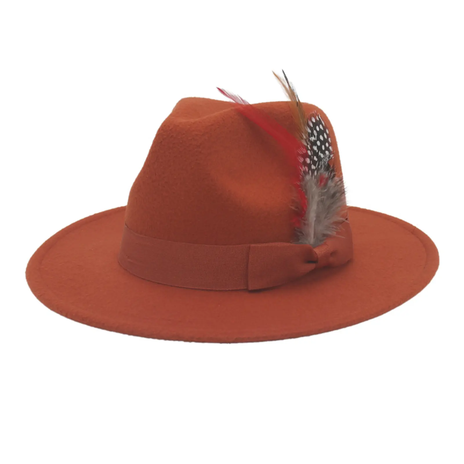 OIDEA Men's Sturdy Cotton Breathable Felt Fedora Hat - Flat Brim Cap with Bold Detail Feather Accent, Vintage Jazz Style for Casual, Dress Occasions