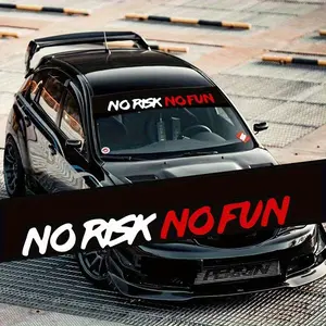 1PC Unique "NO RISK NO FUN" Car Sticker, Windshield Scratch-Resistant Decoration, Waterproof & Durable, Fit for Front & Rear Windshields, Self-Adhesive Vinyl Sticker