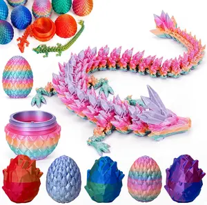 3D Printed Dragon Figurine Single Vibrant Gradient Christmas Creative Dragon Egg Ornament Unique Magical Color Easter Desktop Decoration for Home and Office Perfect Home Decor Gift