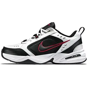 Nike Air Monarch IV 'White Black Red' Men's Round Toe Laces All Seasons Lightweight Training Shoes with Responsive Cushioning & Breathable Mesh Upper