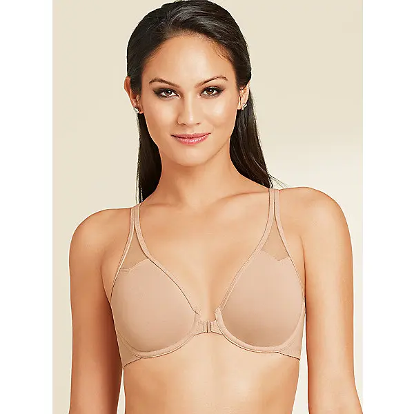 Women's Wacoal Underwire Bra - Adjustable Low Center T-Back, Front Closure, Comfy Breathable Spandex-Nylon Fabric, Sleeveless Style, Hand Wash Compatible with Matching Dress & Bikini