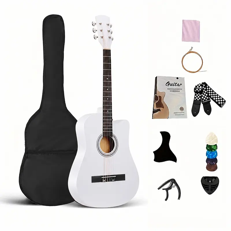 38-inch Birchwood Acoustic Guitar for Beginners - Full-size Wooden Body Instrument with Natural Wooden Tone, Rich Sound, Ideal for Practice & Performance, Musical Journey Essential Gear Accessory