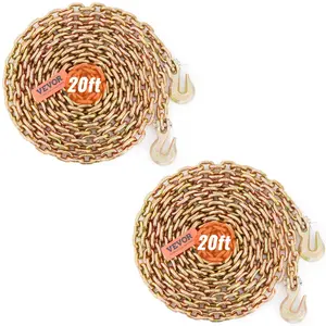 【Summervibes】VEVOR Transport Binder Chain,  4900lbs Working Load Limit, 5/16''x20' G80 Tow Chain Tie Down with Grab Hooks, DOT Certified, Galvanized Coating Manganese Steel for Dock Factory Construction Site, 2Pack VEVOR Super Brand Day