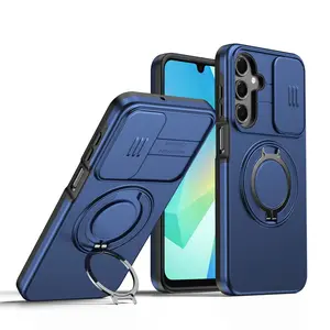 New Dual Layer Shockproof Protective Soft Hard 2-In-1 Phone Case for Samsung Galaxy A16 A17 A26 A27 F17 5g/4g, 360 Rotating Magnetic Stand, Camera Cover Protection, Casing