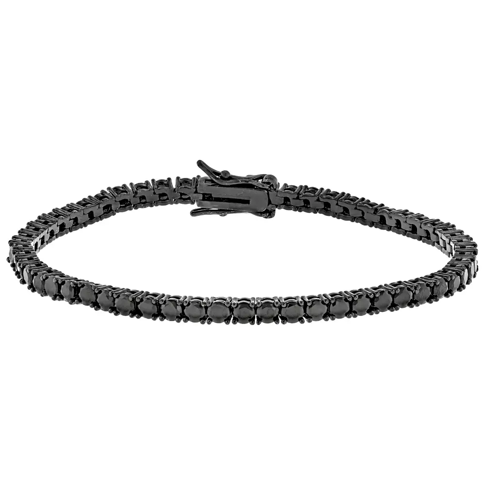 JTV Black Cubic Zirconia, Black Rhodium Over Brass Tennis Bracelet 10.08ctw JTV Black Cubic Zirconia, Black Rhodium Over Brass Tennis Bracelet 10.08ctw