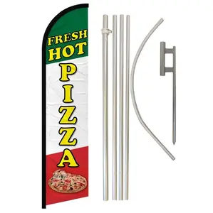 Fresh Hot Pizza Windless Banner Flag & Pole Kit