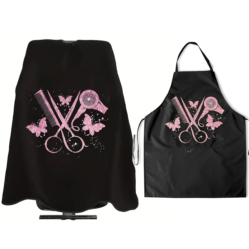 Two-piece Waterproof Haircutting and Hairdressing Apron Set - Easy to Clean, Professional Salon Apron for Hairdressers and Barbers, Suitable for All Hairstyles Haircare Heatless