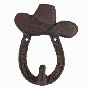 Cast Iron Horseshoe Hat Shaped Wall Hook Key Towel Coat Hanger Western Decor