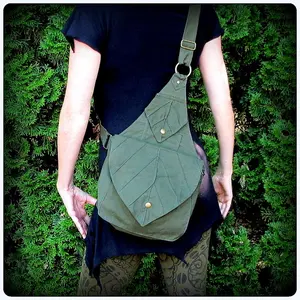 Leaf Backpack Book Messenger Bag ~ Renaissance Fair Crossbody purse ~ Elven Forest LARP cosplay, Fantasy Garb Yule, cottagecore