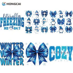 Winter Theme DIY Heat Transfer Vinyl Stickers Set, Snowman & Snowflake Designs, Perfect for Clothing, Bags, Christmas Gifts