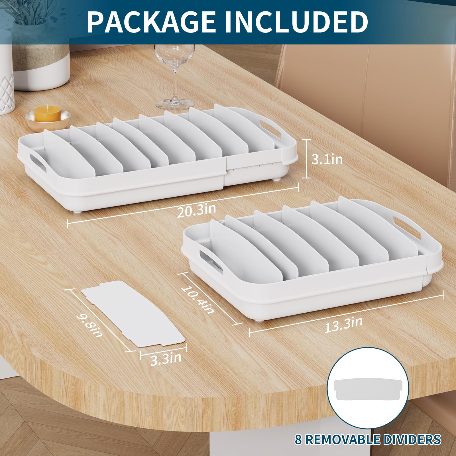 EVERIE Extendable Food Container Lid Organizer for 12'' Deep Cabinets, Adjustable Length 13.4" - 20.5"