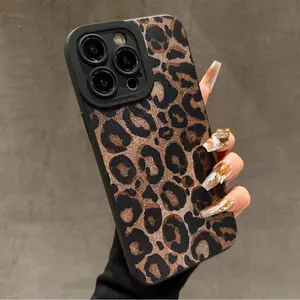 Leopard Print Shockproof Phone Case Cover Soft Tpu Material, Compatible with iPhone 11/12/13/14/15 Pro Max/16 Pro/17/x/XR/7/8 Plus