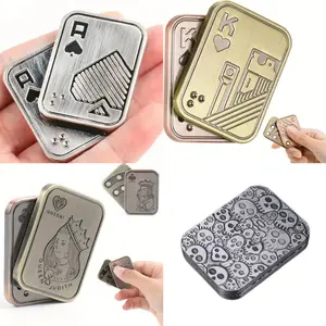 Ultimate Fidget Companion - Stress-Relieving Metal Poker Push Card Slider with Haptic Coin, Perfect EDC Toy for Men, Office Desk Accessory, and Thoughtful Gift for Boyfriend, Father, and Colleagues Stress Relief Toys