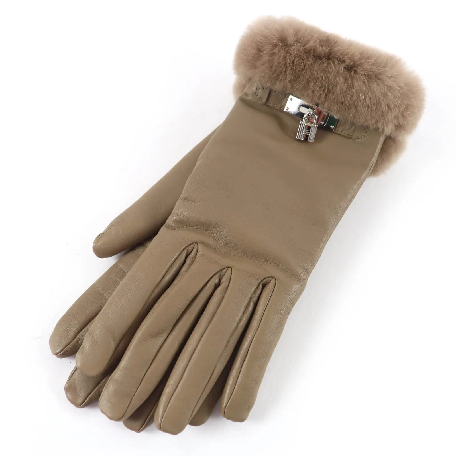 Pre-owned HERMÈS Lambskin Small Leather Goods Hermes Kelly7.5 Leather Gloves