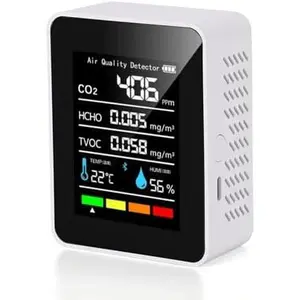 Air Quality Monitor, 5 in 1 Quality Tester, CO2 Detector Air Quality Monitor Indoor, for CO2 |   TVOC. |   HCHO. |   Temp Humi for Home, Cars Plants,Hotel, Office