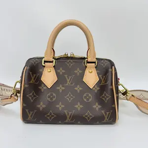 Pre-owned Louis Vuitton coated canvas handle bag LV Speedy 20 with beige adjustable shoulder straps【BF 2Z】