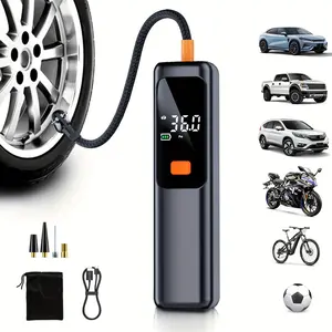 Portable Air Compressor Pump, Digital Pressure Gauge & LED Light, Wireless Design, Vehicle Tire Inflator, Cordless Tire Inflator, Automotive Tire Inflator for Car Bike Motorcycle Ball Inflation
