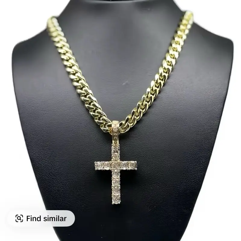 Chain & Cross combo. Beautiful design.Stainless steel gold plating