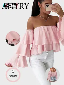 Women's Sweet Cute Short Sleeve Blouse, Shirts, Cropped, Fit, Casual Summer Top, Ruffled, Unique Design, Pure Desire Aesthetic, Perfect for Daily Wear & Stylish