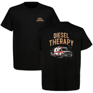 WORKMAN Diesel Therapy Ambulance EMT Paramedic Funny T-Shirt Diesel Mechanic Emergency Medical Services Graphic Tee Blue Collar Humor Black