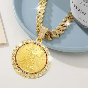 Men's Necklace Set with Statue of Liberty Pendant and Cuban Link Chain, Hip-hop Street Rock Style Unisex Jewelry, Ideal Gift or Personal Accessory