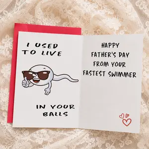 Cute First Father’s Day Card for New Dad, Two-Sided 1st Father’s Day Gift from Baby Girl or Boy, Funny “I Used to Live in Your Balls” Parents Day Card, Humorous New Dad Greeting Card -DPCLICK