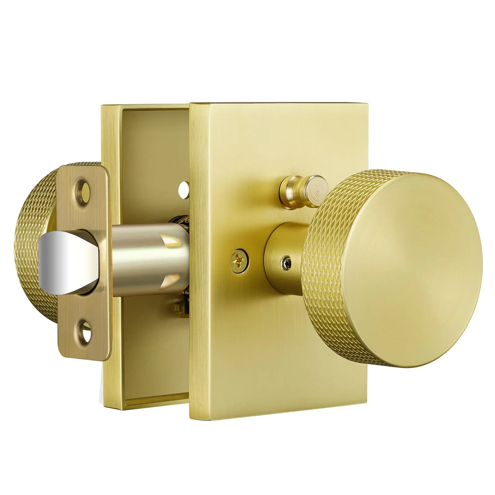 [SUPER Deals] Interior Door Knobs, Gold Door Knobs Interior, Bedroom Doorknobs with No Deadbolt, Privacy Doorknob for Bathroom, Bedroom-Sturdy, Anti-Slip, and Easy to Install