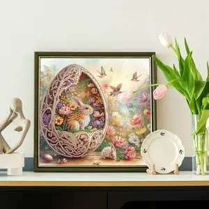 Egg Rabbit Pattern DIY Diamond Arts Colorful Painting Kit without Frame, 5D Special Shape Diamond Arts Painting Kit for Beginners, DIY Crafts