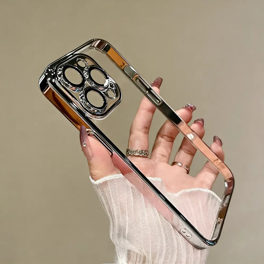 Electroplated Full-Cover TPU Lightweight Shockproof Phone Case for iPhone 17/16/15/14/13/12/11 ProMax - Anti-Scratch, Slim, Exquisite Aesthetic Protective Casing for Mobile Devices, Lightweight Shockproof Cover