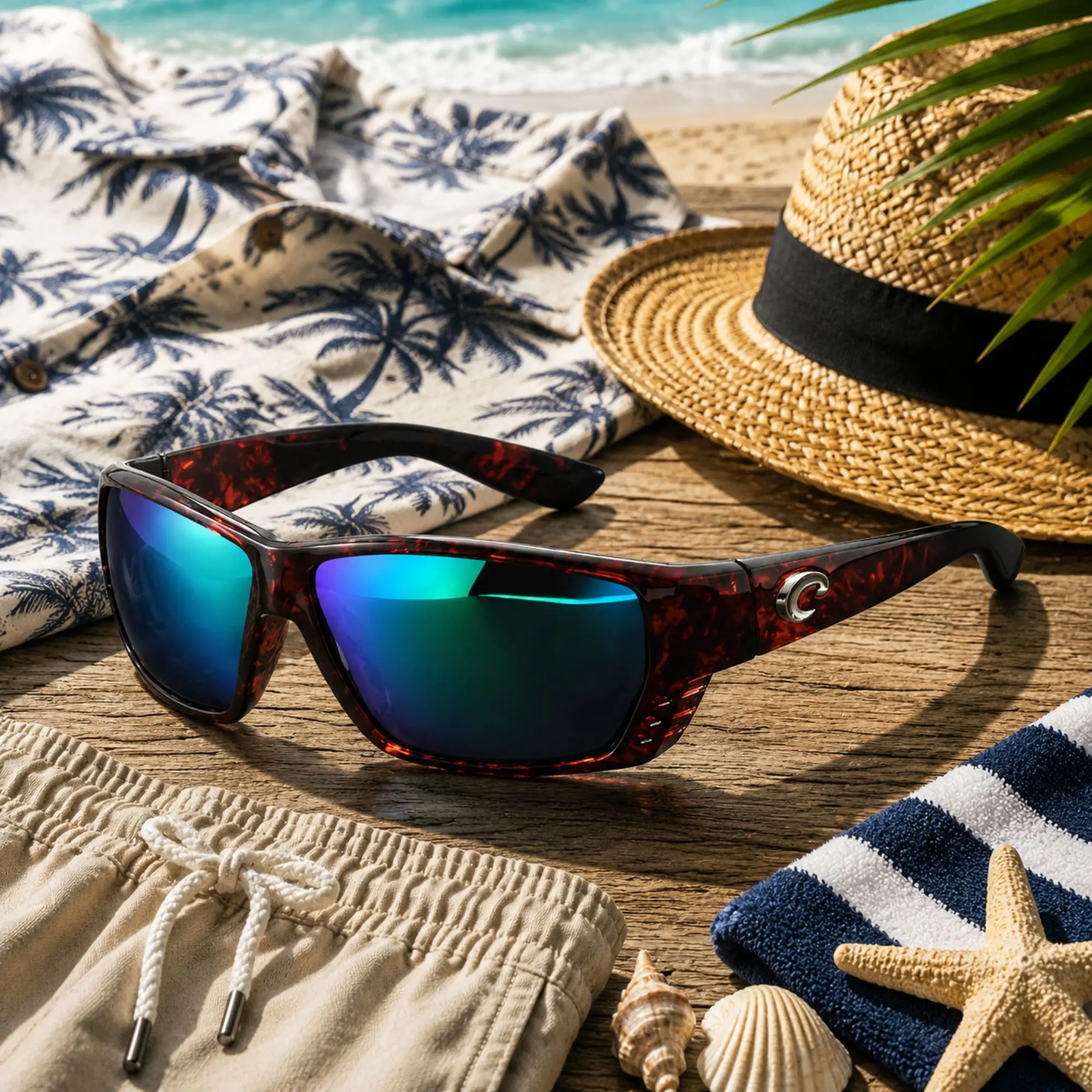 580G Costa Del Mar Polarized Sunglasses for Men Women Tortoise Frame with UV400 Protection for Fishing Boating Driving and Beach Adventures Full Box