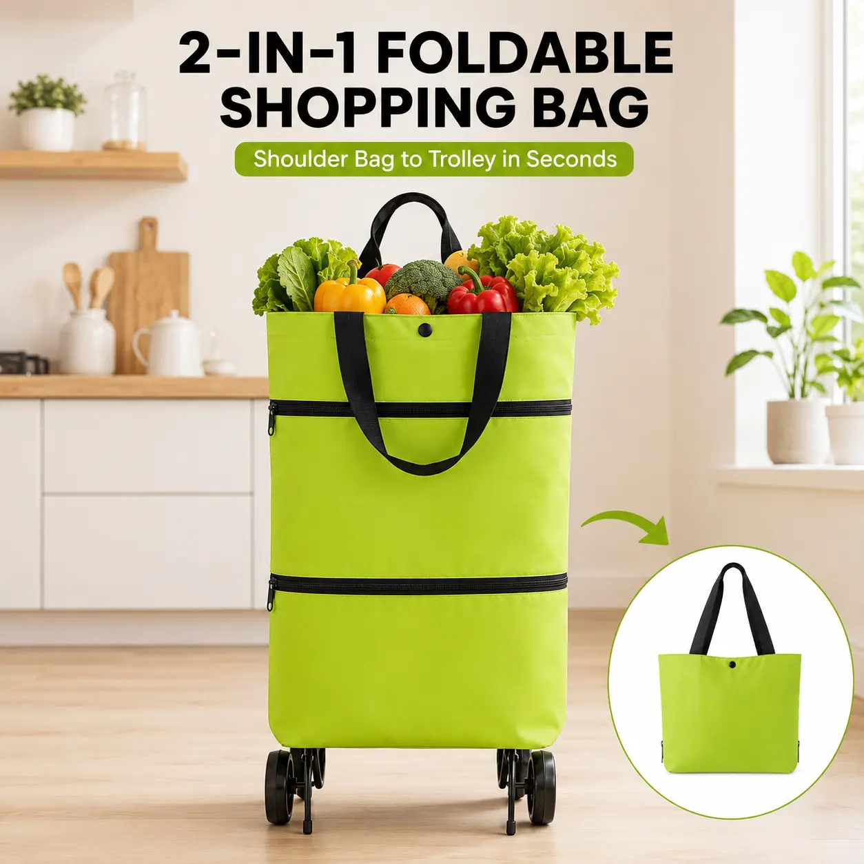 【In-stock instant shipping 10inch*18inch】Foldable Shopping Trolley Bag with Wheels, Portable Reusable Grocery Tote, Lightweight Rolling Shopping Cart Bag with Carry Handles for Supermarket, Travel, Laundry and Daily Use, Shopping Bags For Groceries, Groce