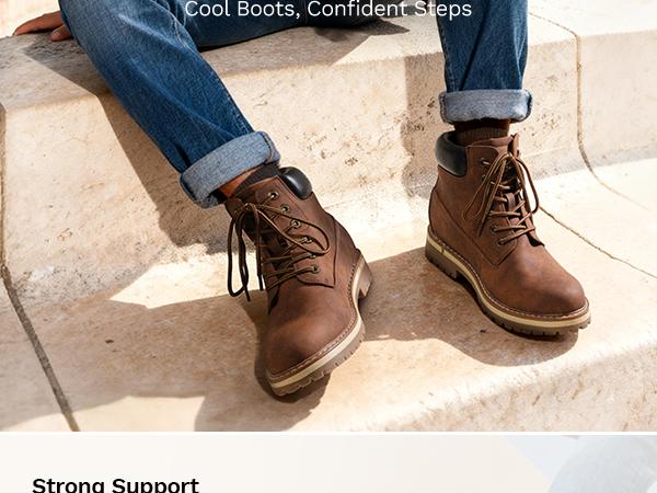 Bruno Marc [HighShield-1] Men's Slip-Resistant Cuban Heel Round Toe Lace-Up Boots with Splash-Resistant Upper, Textured Outsole, and Breathable Lining