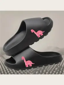 Cute Pink Dinosaur Print Slippers for Kids Soft Comfortable Non-Slip Home Shoes Cartoon Dino Footwear Indoor Outdoor Toddler Boys Girls Warm Cozy Slippers Lightweight Breathable Slip-On Shoes