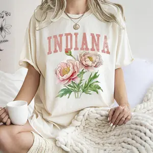 Indiana State Flower Comfort Colors Tshirt, Women's Crew Neck, Crewneck